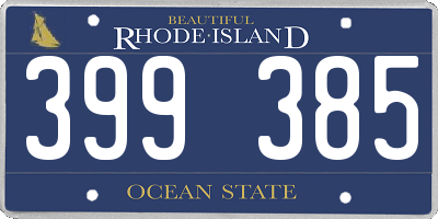 RI license plate 399385