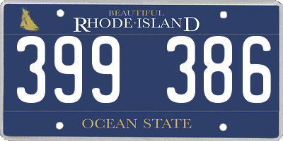 RI license plate 399386