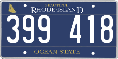 RI license plate 399418