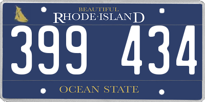 RI license plate 399434