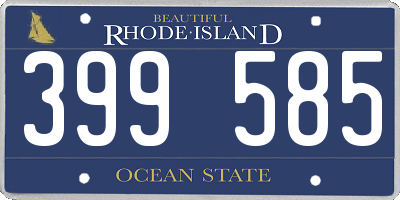 RI license plate 399585