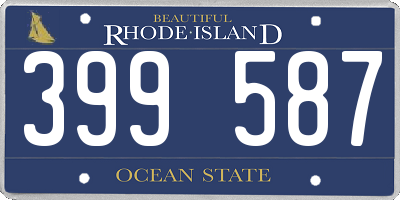 RI license plate 399587
