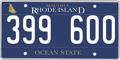 RI license plate 399600