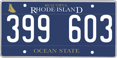 RI license plate 399603
