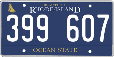 RI license plate 399607