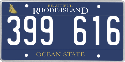 RI license plate 399616