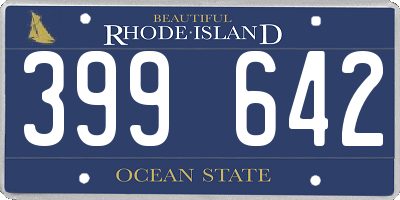 RI license plate 399642
