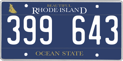 RI license plate 399643