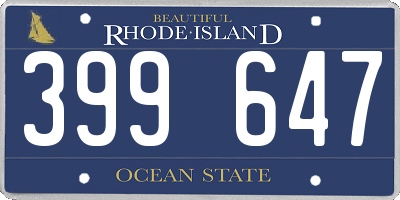 RI license plate 399647