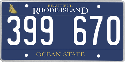 RI license plate 399670