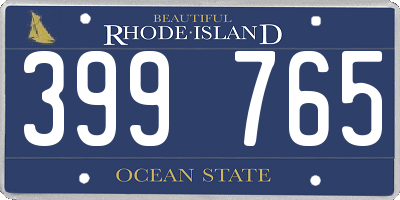 RI license plate 399765