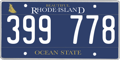 RI license plate 399778