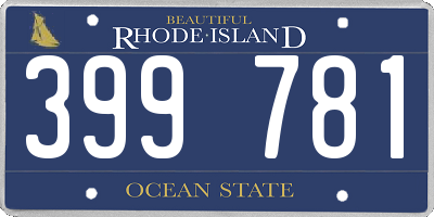 RI license plate 399781