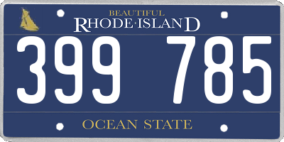RI license plate 399785