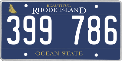 RI license plate 399786