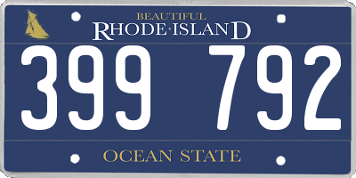 RI license plate 399792