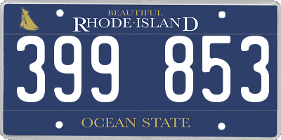 RI license plate 399853
