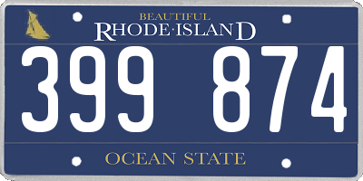 RI license plate 399874