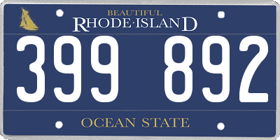 RI license plate 399892