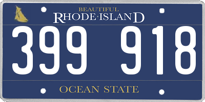 RI license plate 399918