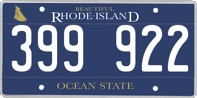 RI license plate 399922