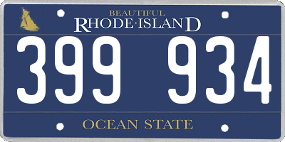 RI license plate 399934
