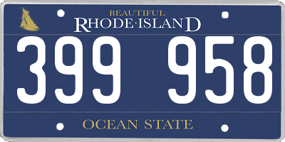 RI license plate 399958