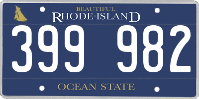 RI license plate 399982