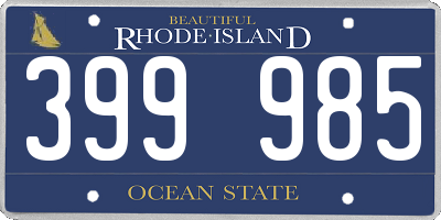 RI license plate 399985