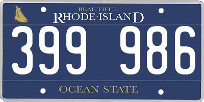 RI license plate 399986