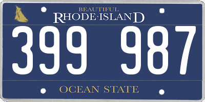 RI license plate 399987
