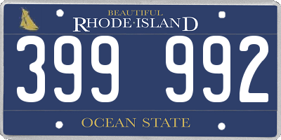 RI license plate 399992