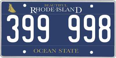 RI license plate 399998