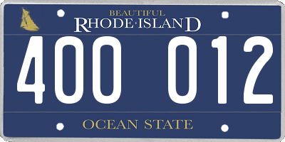 RI license plate 400012