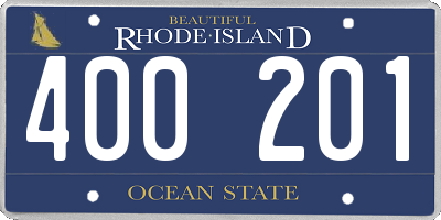 RI license plate 400201