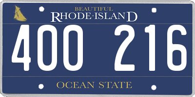 RI license plate 400216