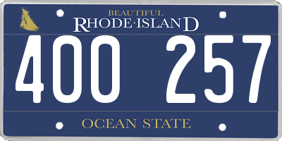 RI license plate 400257