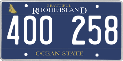 RI license plate 400258