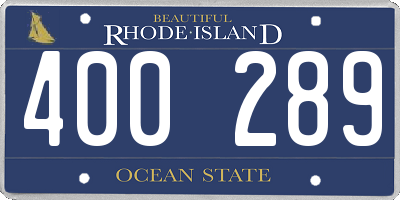 RI license plate 400289