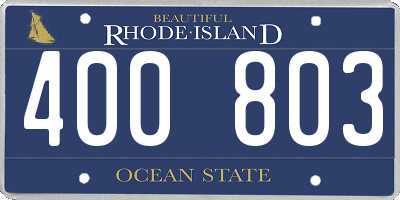 RI license plate 400803