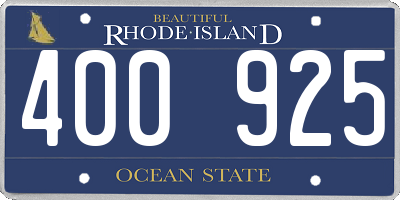 RI license plate 400925
