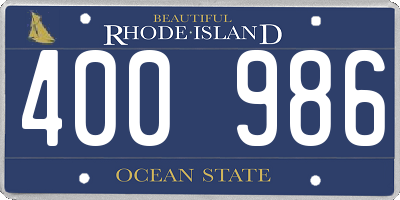 RI license plate 400986
