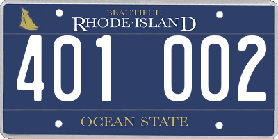 RI license plate 401002