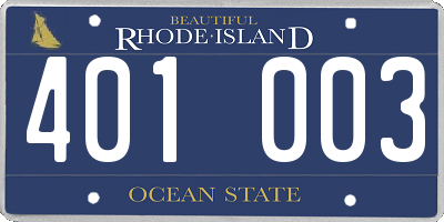 RI license plate 401003