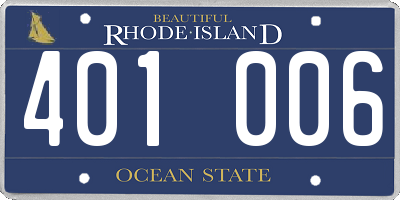 RI license plate 401006