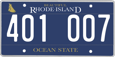 RI license plate 401007
