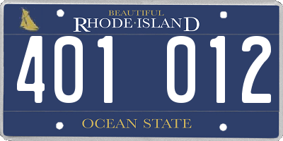 RI license plate 401012