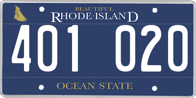 RI license plate 401020