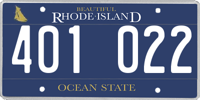 RI license plate 401022