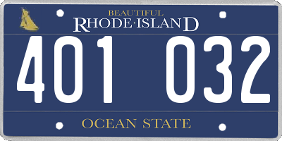 RI license plate 401032